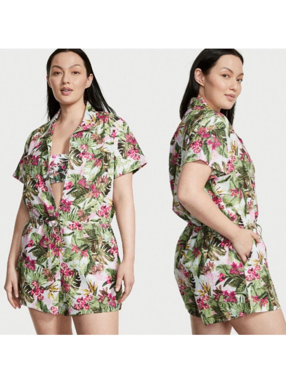 Victoria's Secret Linen Blend Cover-Up Romper NWT